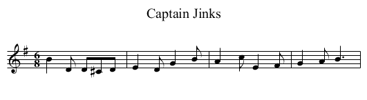 Captain Jinks - staff notation