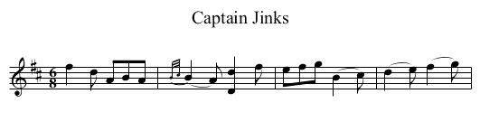 Captain Jinks - staff notation