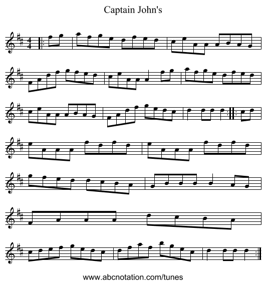 Captain John's - staff notation