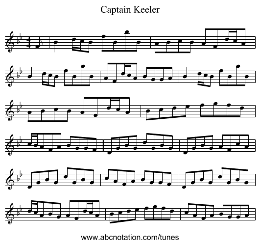Captain Keeler - staff notation