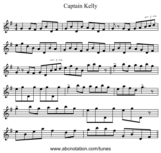Captain Kelly - staff notation