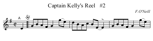 Captain Kelly's Reel   #2 - staff notation