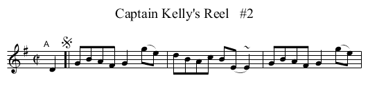 Captain Kelly's Reel   #2 - staff notation