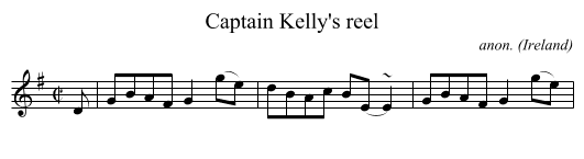 Captain Kelly's reel - staff notation