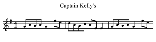 Captain Kelly's - staff notation