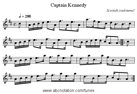Captain Kennedy - staff notation