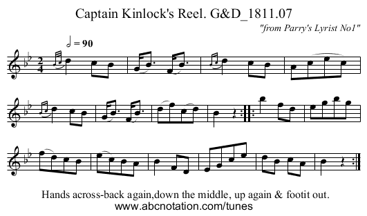 Captain Kinlock's Reel. G&D_1811.07 - staff notation