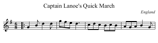 Captain Lanoe's Quick March - staff notation