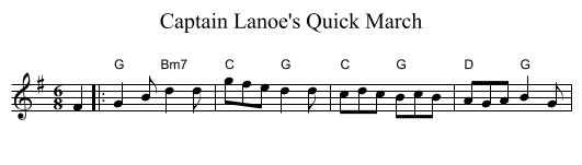 Captain Lanoe's Quick March - staff notation