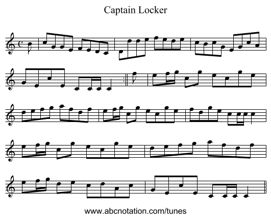 Captain Locker - staff notation