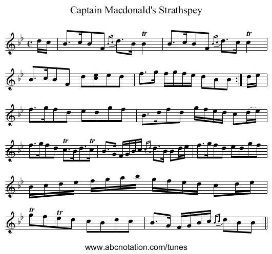 Captain Macdonald's Strathspey - staff notation