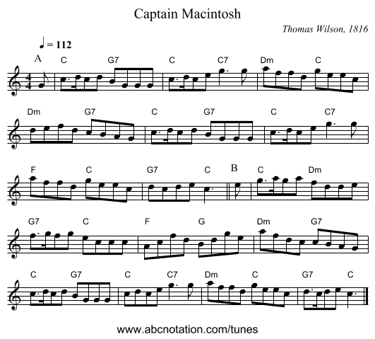 Captain Macintosh - staff notation