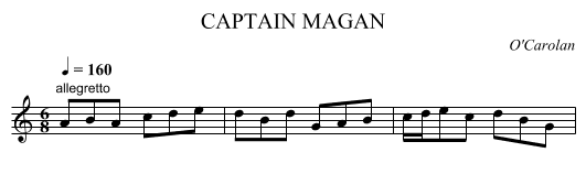 CAPTAIN MAGAN - staff notation