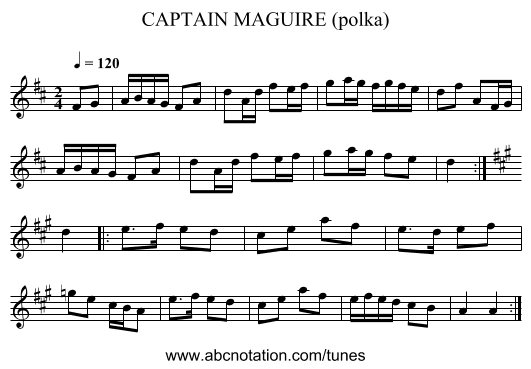 CAPTAIN MAGUIRE (polka) - staff notation