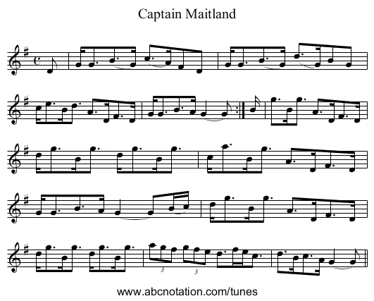 Captain Maitland - staff notation