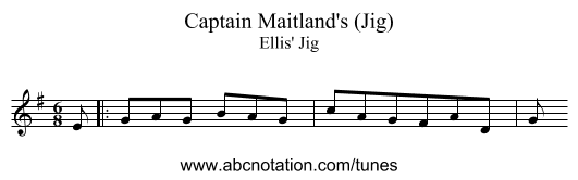Captain Maitland's (Jig) - staff notation