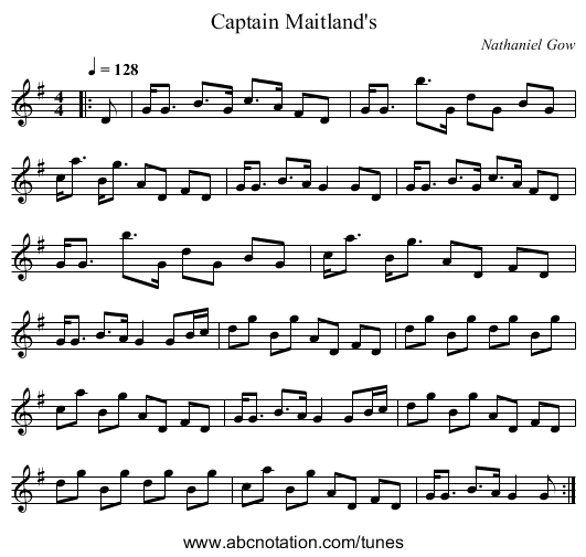 Captain Maitland's - staff notation