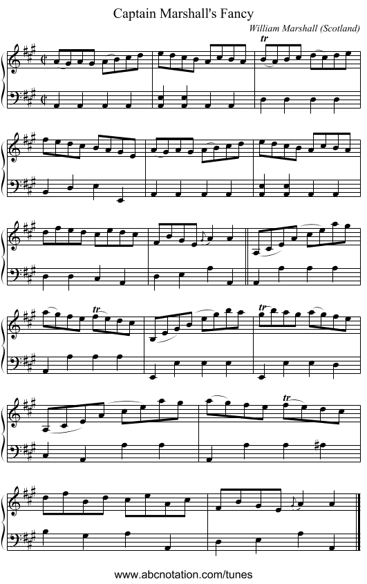 Captain Marshall's Fancy - staff notation