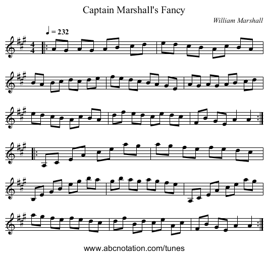 Captain Marshall's Fancy - staff notation