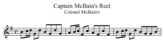 Captain McBain's Reel - staff notation