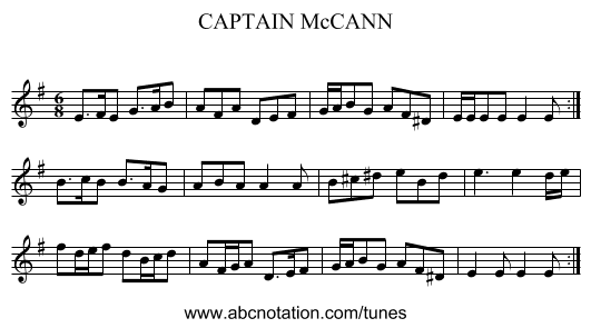 CAPTAIN McCANN - staff notation