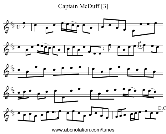 Captain McDuff [3] - staff notation