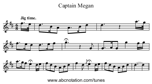 Captain Megan - staff notation