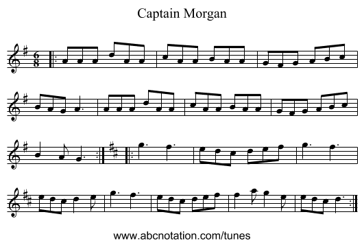 Captain Morgan - staff notation