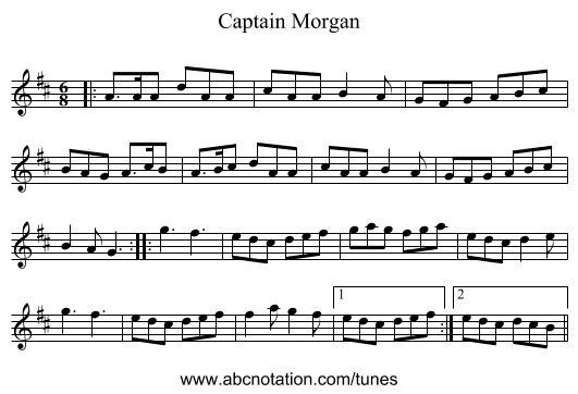 Captain Morgan - staff notation