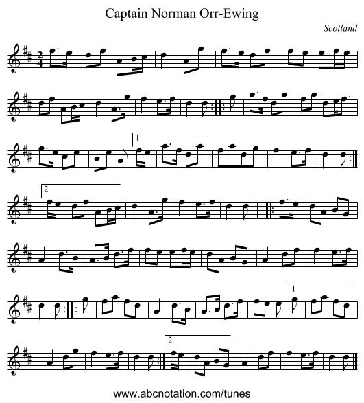 Captain Norman Orr-Ewing - staff notation
