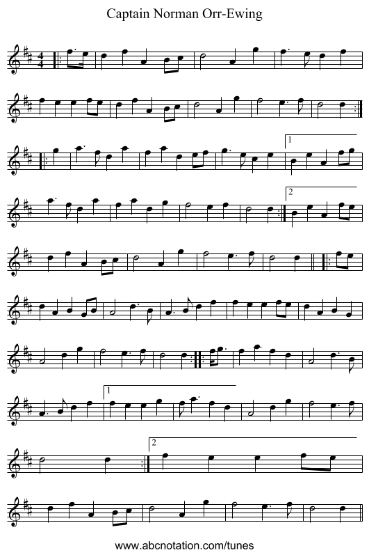 Captain Norman Orr-Ewing - staff notation