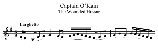 Captain O’Kain - staff notation