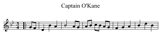 Captain O'Kane - staff notation