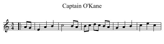 Captain O'Kane - staff notation