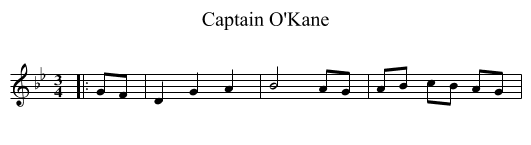 Captain O'Kane - staff notation