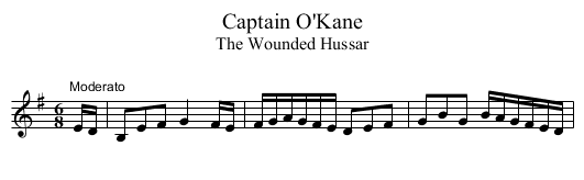 Captain O'Kane - staff notation