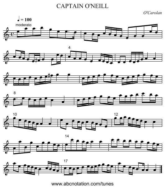 CAPTAIN O'NEILL - staff notation