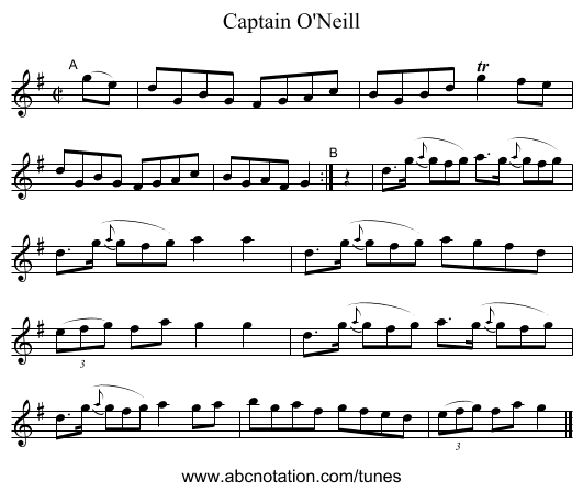 Captain O'Neill - staff notation
