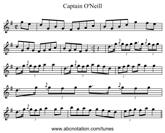 Captain O'Neill - staff notation