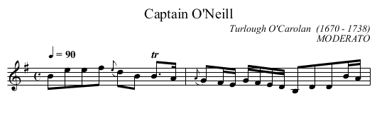 Captain O'Neill - staff notation