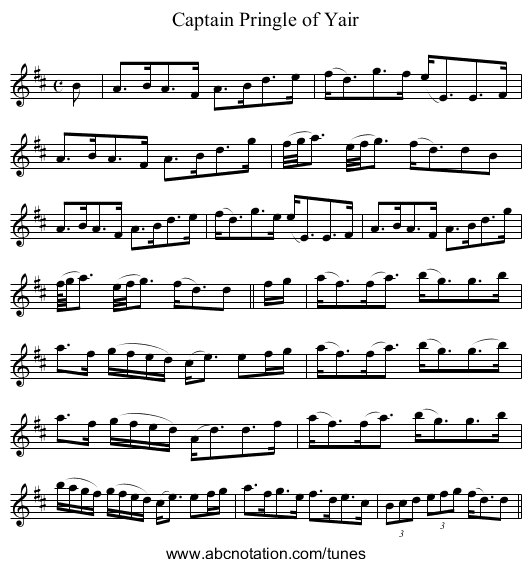 Captain Pringle of Yair - staff notation