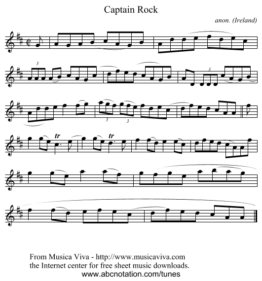 Captain Rock - staff notation