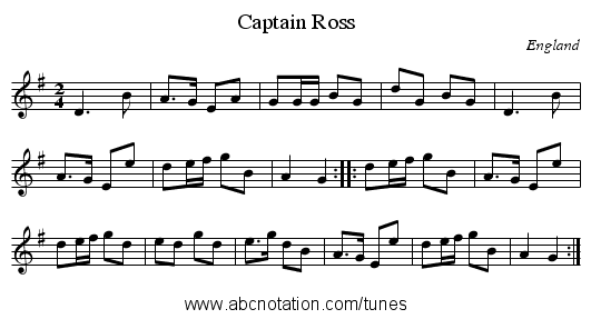 Captain Ross - staff notation