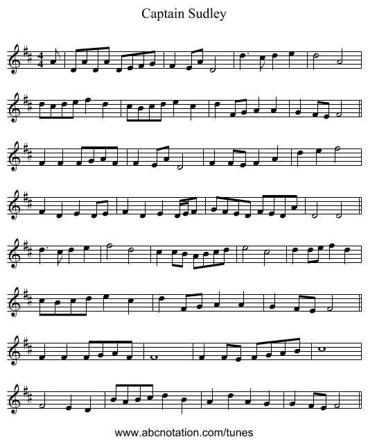 Captain Sudley - staff notation