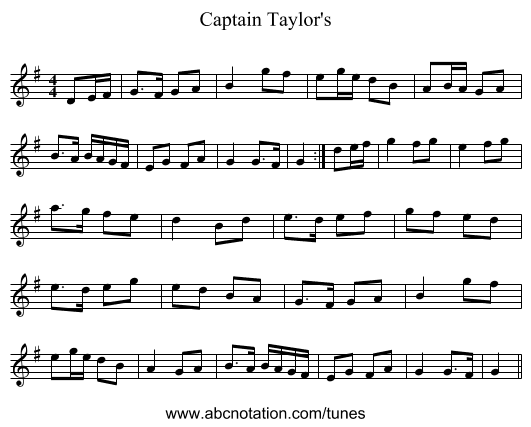 Captain Taylor's - staff notation