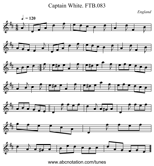 Captain White. FTB.083 - staff notation