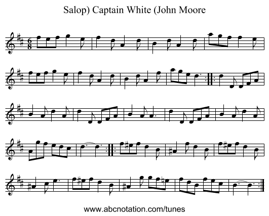 Captain White (John Moore, Salop) - staff notation