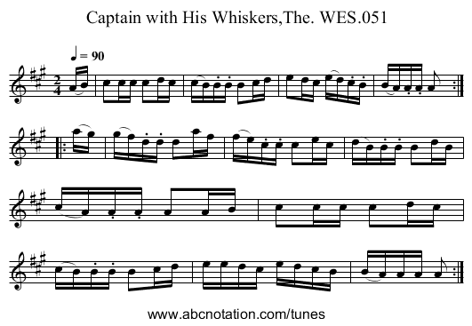 Captain with His Whiskers,The. WES.051 - staff notation