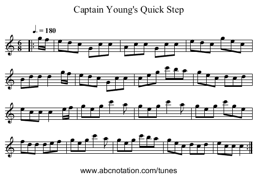 Captain Young's Quick Step - staff notation