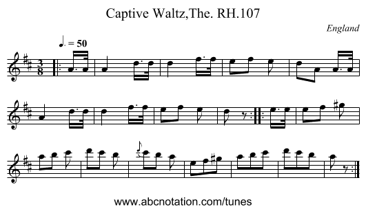Captive Waltz,The. RH.107 - staff notation
